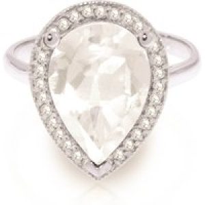 White Topaz & Diamond Cosima Signature Halo Ring in 18ct White Gold