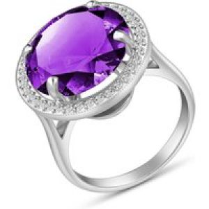 Amethyst & Diamond Octavia Halo Ring in 18ct White Gold