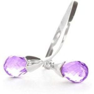 Amethyst & Diamond Christabel Two Stone Drop Ring in 18ct White Gold