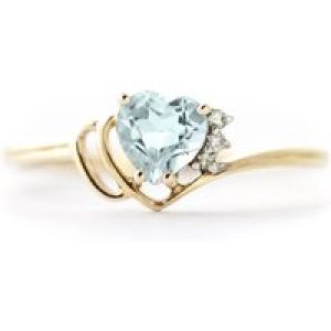 Aquamarine & Diamond Brietta Layered Heart Ring in 18ct Gold