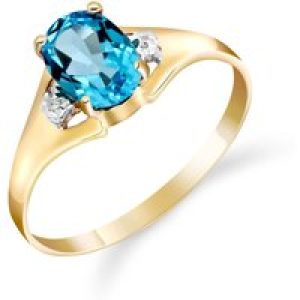 Blue Topaz & Diamond Zoe Embellished Solitaire Ring in 18ct Gold