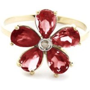 Garnet & Diamond Annabella Blooming Flower Ring in 18ct Gold
