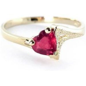 Ruby Signature Textured Heart Ring in 18ct Gold