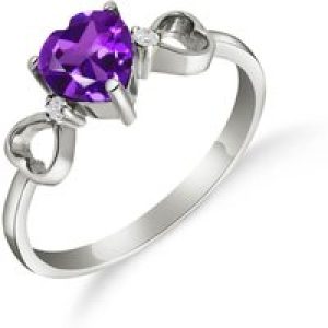 Amethyst & Diamond Harmony Symmetrical Trinity Ring in 18ct White Gold