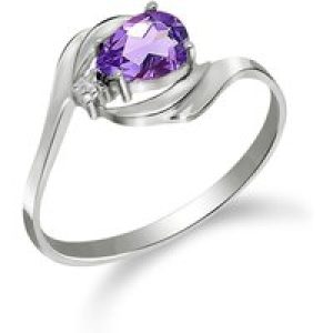 Amethyst & Diamond Priya Flare Engagement Ring in 18ct White Gold