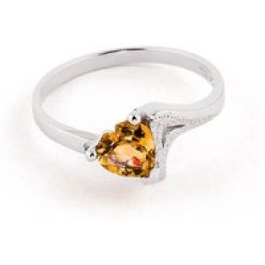 Citrine Signature Textured Heart Engagement Ring in 18ct White Gold