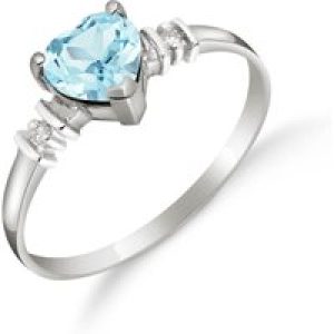 Aquamarine & Diamond Adelia Classic Heart Ring in 18ct White Gold