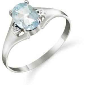 Aquamarine & Diamond Zoe Embellished Solitaire Engagement Ring in 18ct White Gold