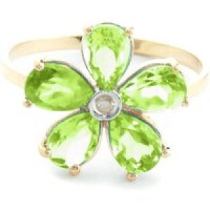 Peridot & Diamond Annabella Blooming Flower Ring in 18ct Gold