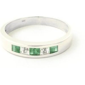Emerald & White Topaz Annalise Classic Mosaic Ring in 18ct White Gold