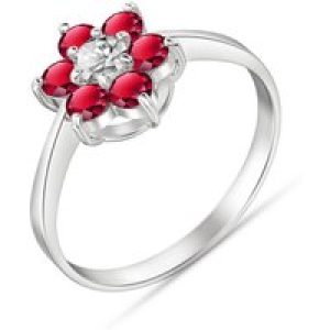 Ruby & Diamond Sicily Sleek Flower Ring in 18ct White Gold