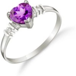Amethyst & Diamond Adelia Classic Heart Ring in 18ct White Gold