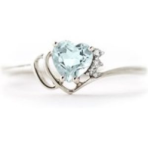 Aquamarine & Diamond Brietta Layered Heart Ring in 18ct White Gold
