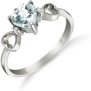 Aquamarine & Diamond Harmony Symmetrical Trinity Ring in 18ct White Gold