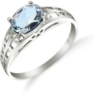 Aquamarine Demetria Filigree Engagement Ring in 18ct White Gold