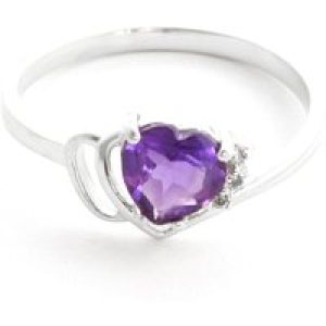 Amethyst & Diamond Brietta Layered Heart Ring in 18ct White Gold