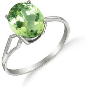 Green Amethyst Madeleine Classic Signature Ring in 18ct White Gold