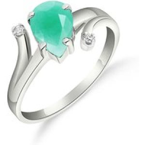 Emerald & Diamond Kathleen Flank Ring in 18ct White Gold