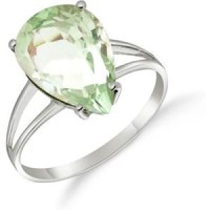 Green Amethyst Audrey Classic Signature Ring in 18ct White Gold