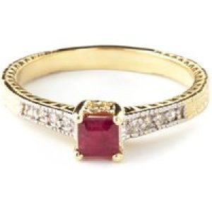 Ruby & Diamond Luciana Embellished Antique Engagement Ring in 18ct Gold