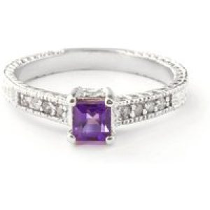 Amethyst & Diamond Luciana Embellished Antique Ring in 18ct White Gold