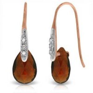 Garnet & Diamond Ancona Classic Drop Earrings in 9ct Rose Gold