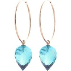 Blue Topaz Salma Dimensional Hoop Drop Earrings in 9ct Rose Gold