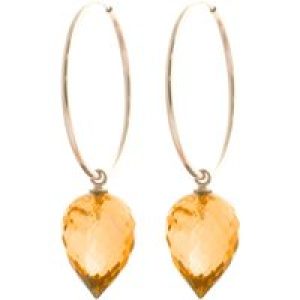 Citrine Salma Dimensional Hoop Drop Earrings in 9ct Rose Gold