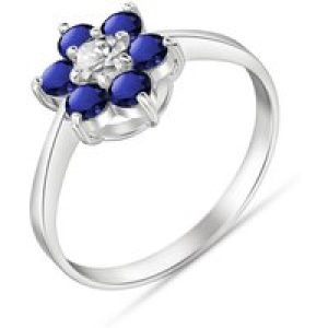 Sapphire & Diamond Sicily Flower Ring in 18ct White Gold