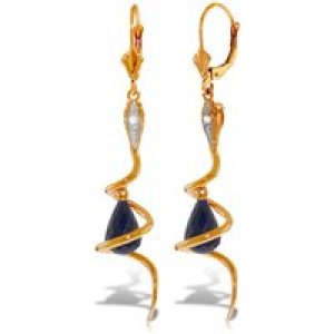 Sapphire & Diamond Priscilla Serpent Drop Earrings in 9ct Rose Gold