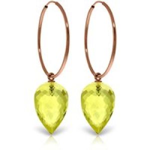 Lemon Quartz Salma Dimensional Hoop Drop Earrings in 9ct Rose Gold