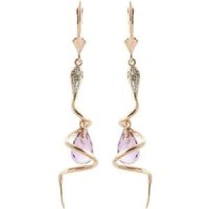Pink Topaz & Diamond Priscilla Serpent Drop Earrings in 9ct Rose Gold