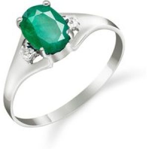 Emerald & Diamond Zoe Embellished Solitaire Ring in 18ct White Gold