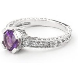 Amethyst & Diamond Thelma Embellished Renaissance Ring in 18ct White Gold