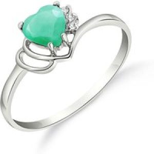 Emerald & Diamond Brietta Layered Heart Ring in 18ct White Gold
