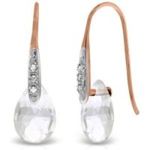 White Topaz & Diamond Ancona Classic Drop Earrings in 9ct Rose Gold