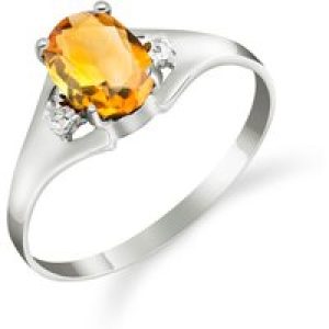 Citrine & Diamond Zoe Embellished Solitaire Ring in 18ct White Gold