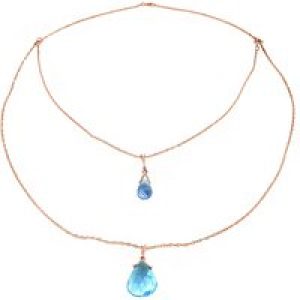 Blue Topaz Faye Duo Stacked Pendant Necklace in 9ct Rose Gold