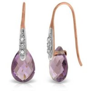 Amethyst & Diamond Ancona Classic Drop Earrings in 9ct Rose Gold