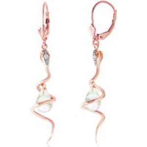 White Topaz & Diamond Priscilla Serpent Drop Earrings in 9ct Rose Gold