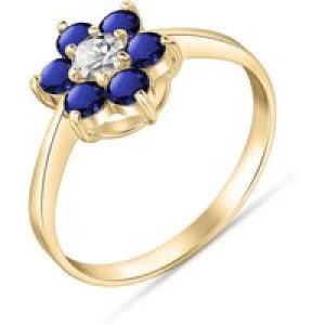 Sapphire & Diamond Sicily Flower Ring in 18ct Gold