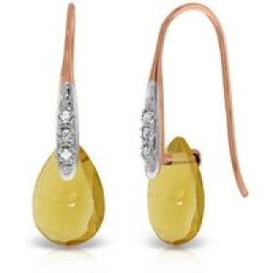 Citrine & Diamond Ancona Classic Drop Earrings in 9ct Rose Gold