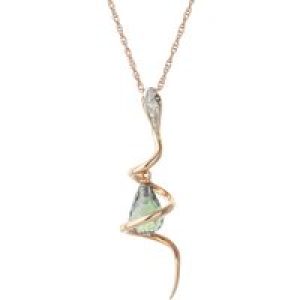 Green Amethyst & Diamond Priscilla Serpent Drop Pendant Necklace in 9ct Rose Gold