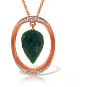 Green Sapphire & Diamond Laurie Oval Embellished Pendant Necklace in 9ct Rose Gold
