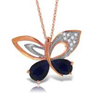 Sapphire & Diamond Verity Abstract Butterfly Pendant Necklace in 9ct Rose Gold