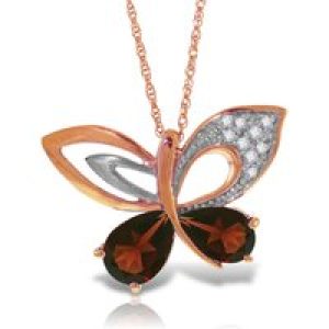 Garnet & Diamond Verity Abstract Butterfly Pendant Necklace in 9ct Rose Gold