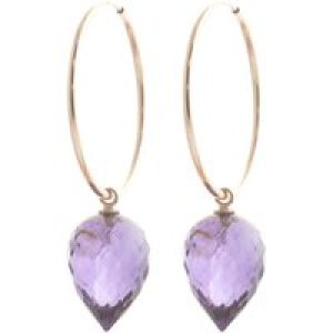 Amethyst Salma Dimensional Hoop Drop Earrings in 9ct Rose Gold