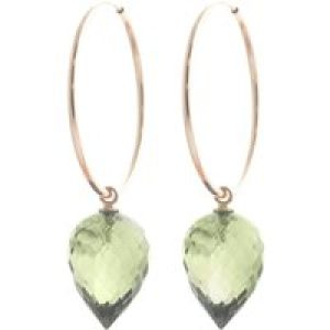 Green Amethyst Salma Dimensional Hoop Drop Earrings in 9ct Rose Gold