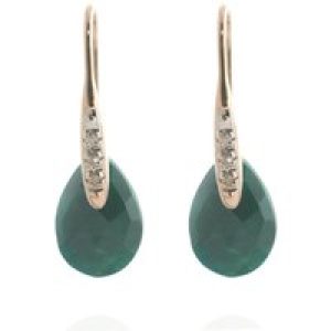 Green Sapphire & Diamond Ancona Classic Drop Earrings in 9ct Rose Gold