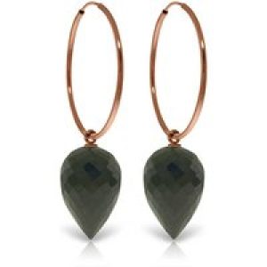 Black Spinel Salma Dimensional Hoop Drop Earrings in 9ct Rose Gold